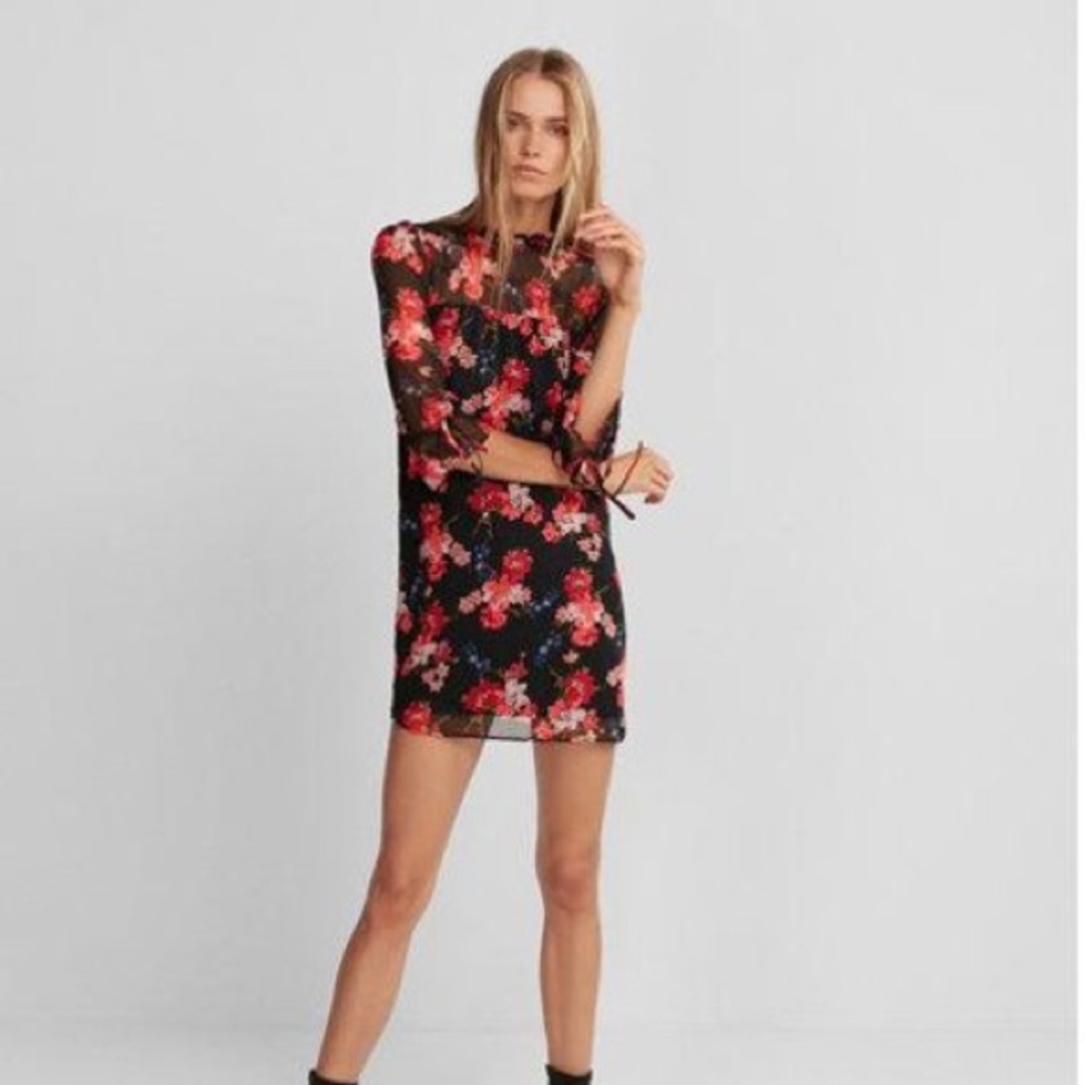 Express Floral Chiffon Shift Dress